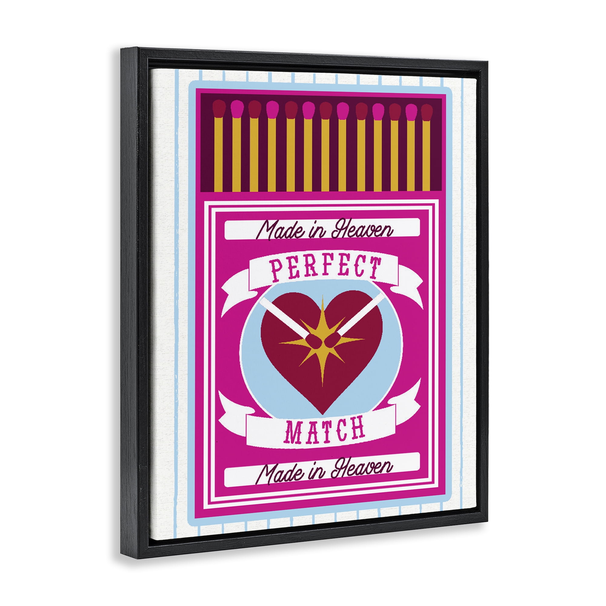 Stupell Industries Perfect Match Made In Heaven Black Framed Floater Canvas Wall Art, design by Lil' Rue