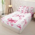 thumbnail image 2 of Manfei Pink Bow Zipper Twin Comforter Sets with Fitted Sheet and 2 Pillowcases For Girl,Coquette Bowknot Style Zipper Bedding Set For Kids,Pink Reversible,4 Pieces, 2 of 7