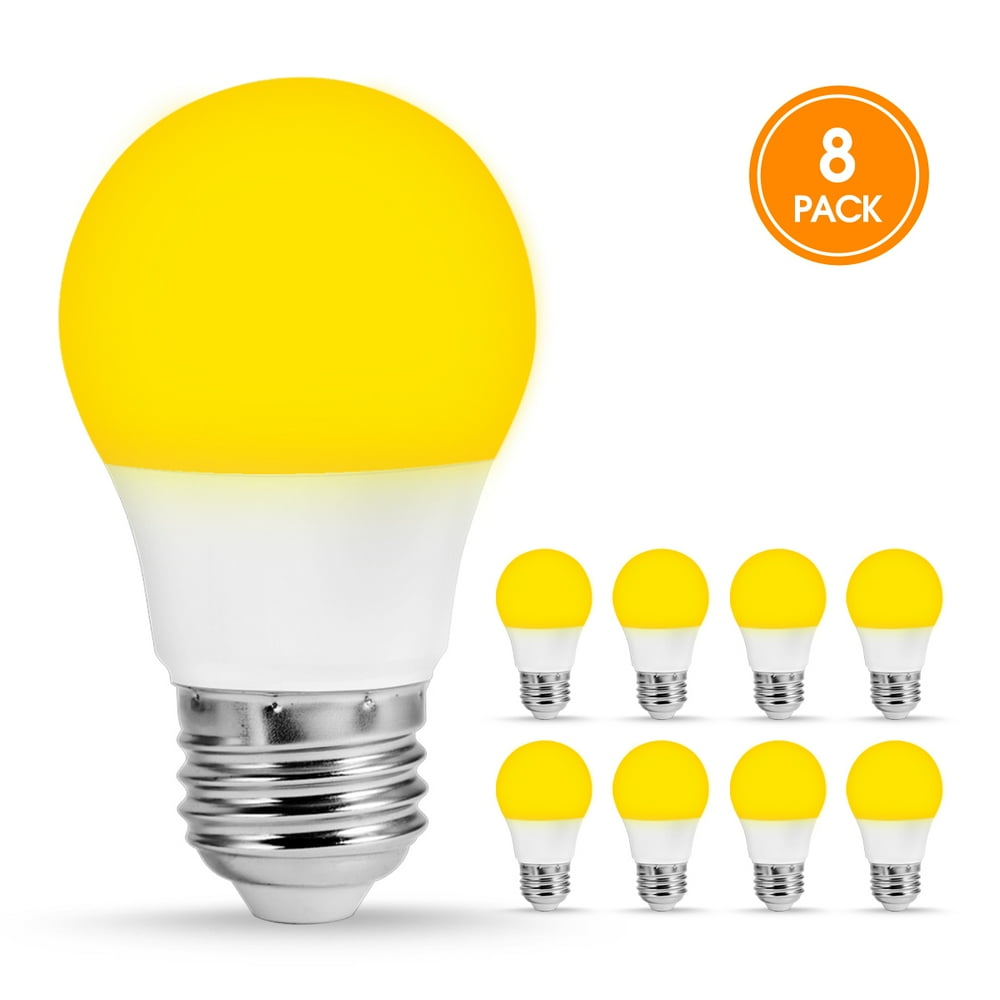 LOHANS Lighting 8 Pack A15 LED Bulb,Yellow Bug Light, 5W, DusktoDawn , Bug Repellent/Bug Free