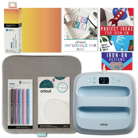 Cricut Easy Press 3 9x9 - Blue Heat Press Machine with Mug Press Infusible Ink, Coasters, Infusible Pens and Easy Press 12x12 Heat Mat