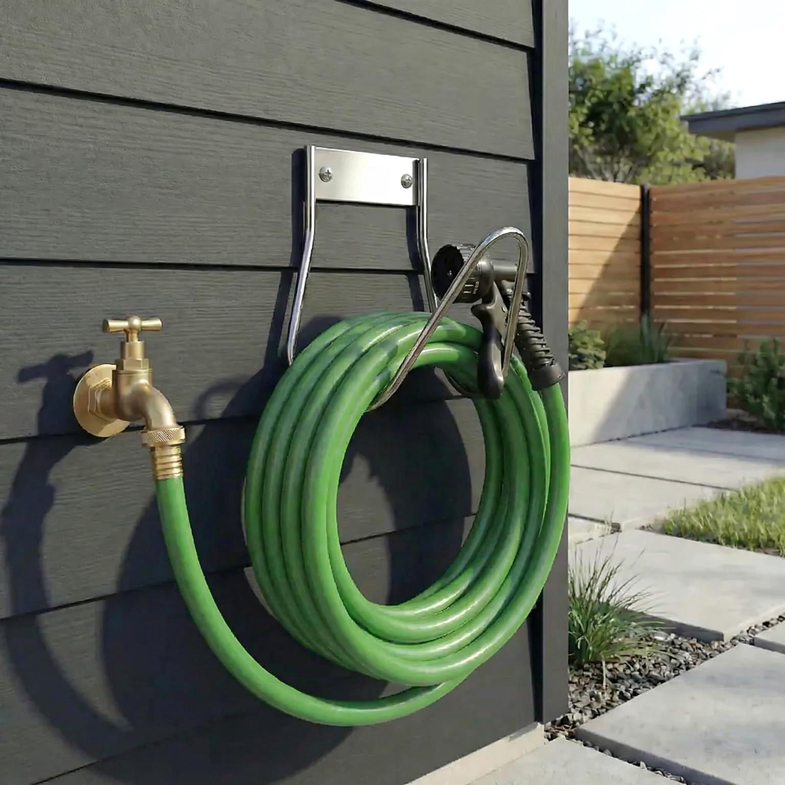 Garden Hose Holder Stainless Steel Small Wall Mount Hook  Ideal For Water Air Hydraulic Ropes Extension Cords Heavy Duty & Rust Proof Size:6.3x7x6.3 Set Of 1