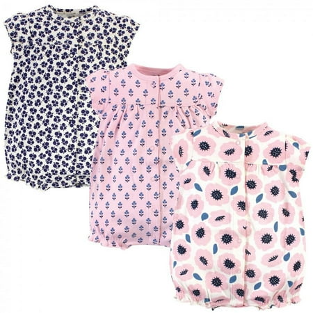 UPC: 0660168632538 | Touched by Nature Baby Girl Organic Cotton Rompers 3pk Blossoms 12-18 Months