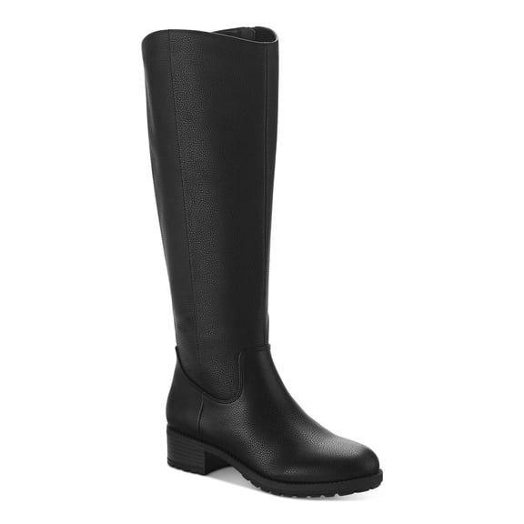 STYLE & COMPANY Womens Black Cushioned Zipper Accent Stretch Graciee Round Toe Block Heel Zip-Up Riding Boot 5.5 M