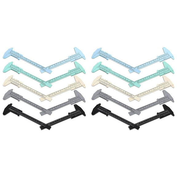 20 Pcs 150 mm Mini Plastic Caliper Vernier Caliper Double Scale Sliding Gauge Measuring Tool for Student Office 5 Colors