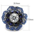 thumbnail image 2 of Luxe Jewelry Designs Women's Stainless Steel Flower Shaped Ring with Blue and Clear CZ - Size 7, 2 of 4