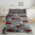 thumbnail image 3 of Manfei Cartoon Race Car Full Size Comforter Sets for Kids, Grey Buffalo Plaid Bedding Comforter Set, Modern Extreme Sports Reversible Bedding Sets, Luxury Bedroom Decor, 3-Piece, 3 of 9