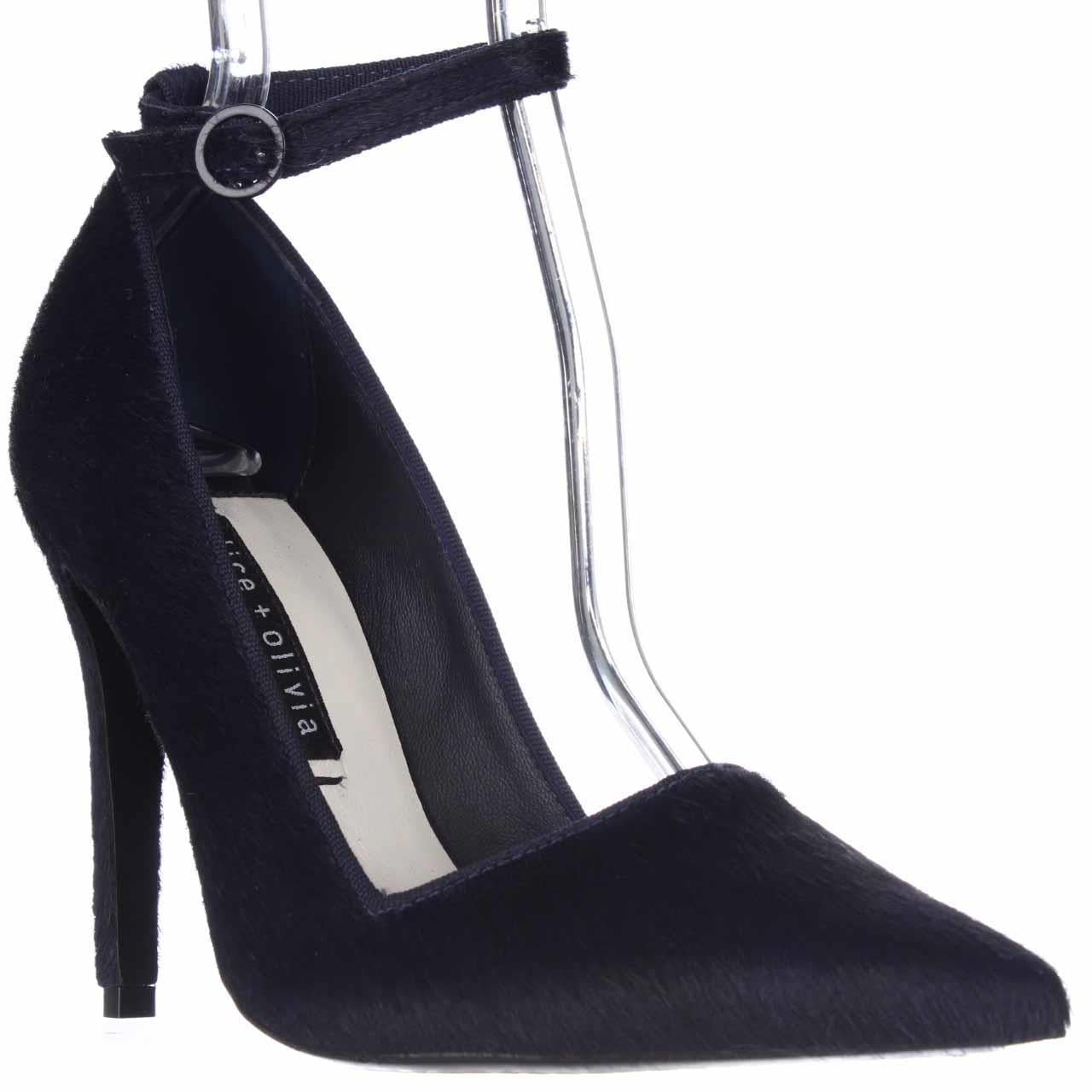Womens Alice and Olivia Makayla Pointed Toe Ankle Strap Heels, Navy, 8.5 US / 38.5 EU Womens Alice and Olivia Makayla Pointed Toe Ankle Strap Heels, Navy, 8.5 US / 38.5 EU