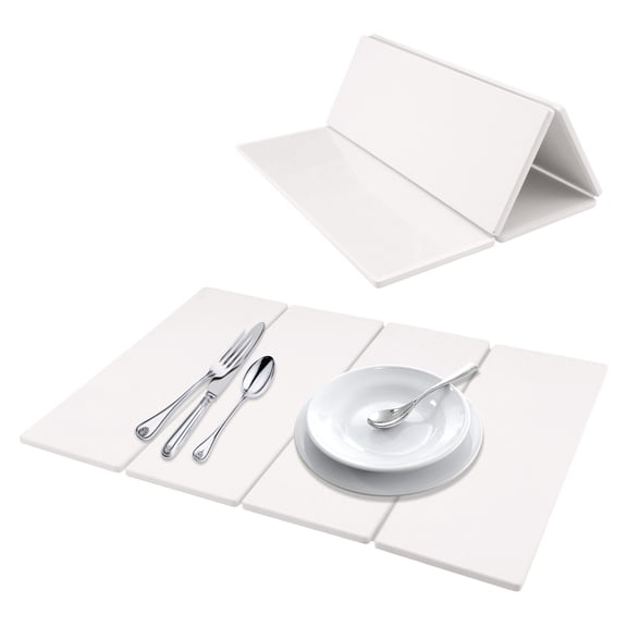 Unique Bargains Foldable Diatomaceous Stone Dish Drying Mat White