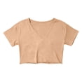 thumbnail image 4 of Ashirexll Summer Tops for Women Off Shoulder Crop Top Summer Casual Deep V-Neck Short Sleeve Loose Basic Tee, 4 of 5