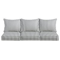 MOZAIC COMPANY Mabley Sunbrella Lido Indigo Indoor/ Outdoor Corded Pillow and Cushion 6-pc Sofa Set