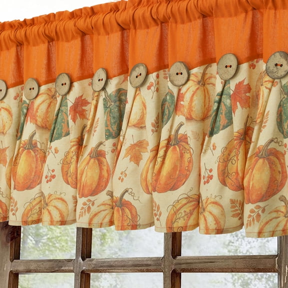 Alishomtll Fall Kitchen Valance Curtains, Pumpkins Autumn Valances for Windows. 52 X 18 Inch
