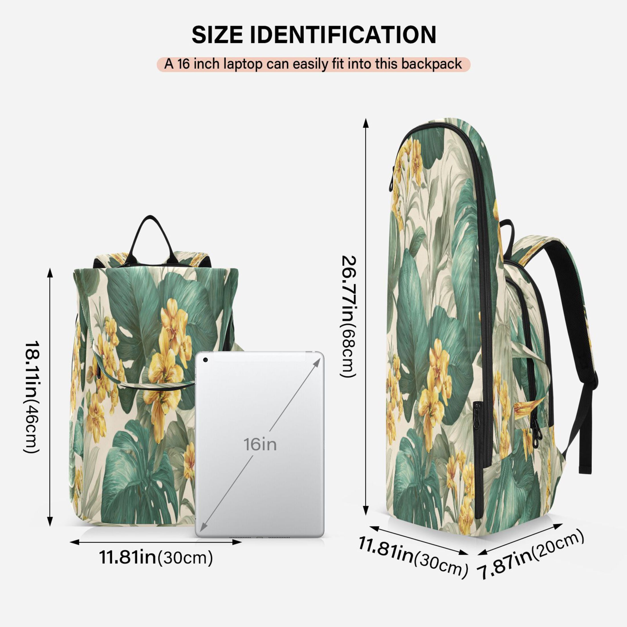 2 Racquet Holder Tennis Backpack Tennis Racket Covers Gym Bags Tropical Plants and Flowers