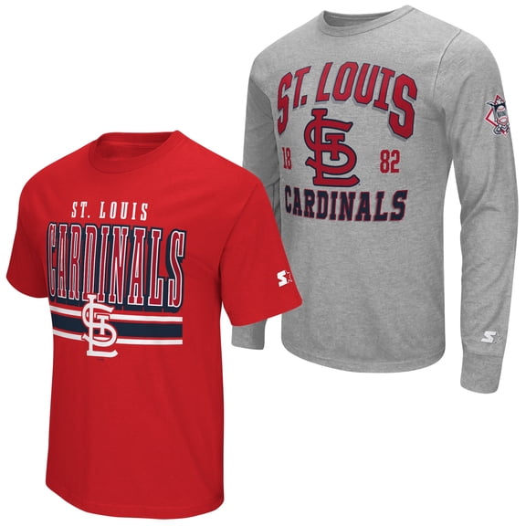 Men's Starter  Heather Gray/Red St. Louis Cardinals Two-Pack Long Sleeve & Short Sleeve T-Shirt Set