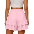 thumbnail image 6 of CAIVO Women Casual Summer Shorts With Ruffle Layered Pockets Loose Fit Elastic Waist Beach Shorts For Travel Daily Wear Relaxed Fit Outdoor Work Solid Color Bottoms, 6 of 8