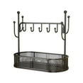 thumbnail image 2 of Decorative Iron Storage Basket with 5 Hooks - Versatile Entryway Organizer & Durable Display Shelf for Home, 12x10x6 Inch,Black, 2 of 6