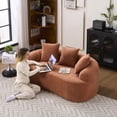 thumbnail image 6 of 65" Curved Loveseat 2-Seater Sofa – No Assembly Chenille Compact Couch with 3 Pillows, 30D High-Density Foam & Spring Support for Small Spaces (300 lb Capacity), 6 of 13
