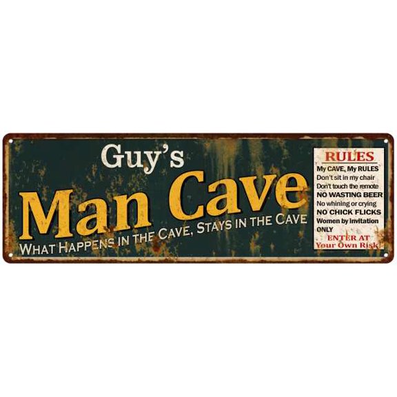 Guy's Man Cave Rules Green Sign Decor Gift 6x18 106180005009