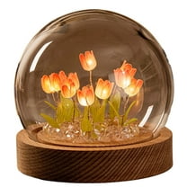 XMMSWDLA DIY Tulip Night Light LED Table Lamp for Bedroom Handmade Simulation Flower in Glass Artificial Flower Christmas Birthday Gifts for Women Girlfriend Wife Girls (13 flowers)