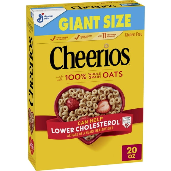 Cheerios, Heart Healthy Gluten DHF10 Free Breakfast Cereal, Giant Size, 20 oz