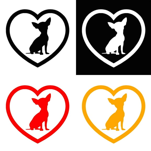 Walbest 1Pcs Car Sticker, Cute Chihuahua Dog Heart Car Auto Body Window Reflective Decals Sticker (3.54" x 3.54")