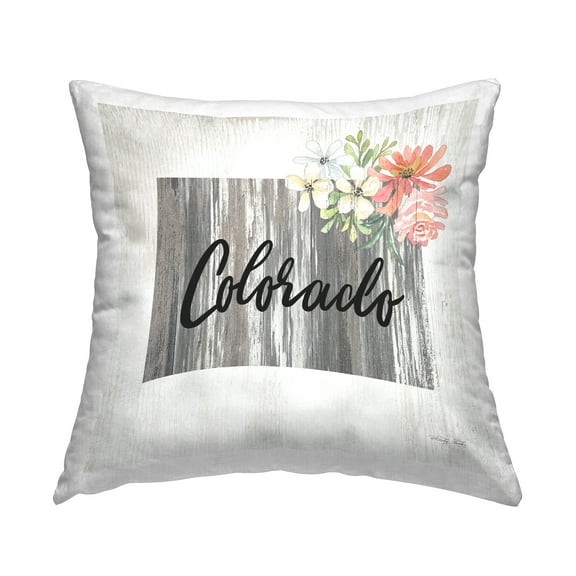 Stupell Industries Rustic Colorado Floral State Square Decorative Printed Throw Pillow, 18 x 18