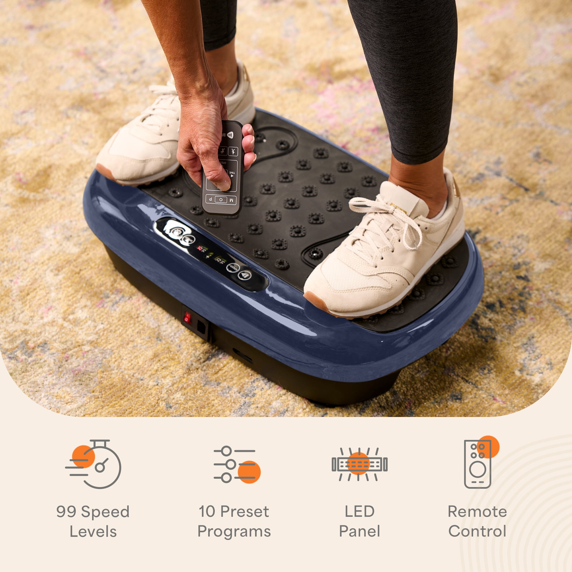 Lifepro HexaPlate Lite Vibration Plate Exercise Machine – Full Body Vibrating Plate for Weight Loss, Lymphatic Drainage & Recovery – Compact Home Workout with Magnetic Acupoints & Remote - Blue