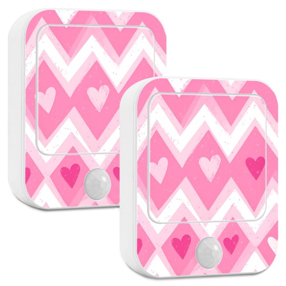 Yayeee LED Night Lights with Motion Detectors Auto Dusk to Dawn Light Sensors, 2 Pack, Heart Geometric
