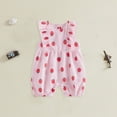 thumbnail image 2 of TOWED22 Infant Baby Girl Summer Outfit Clothes Sleeveless Smocked Cute Print Romper with Headband Watermelon Red,0-3 M, 2 of 6