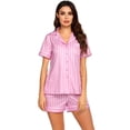 thumbnail image 2 of EKOUAER Women's Pajama Sets 2 Piece Short Sleeve Button Down Tops and Pants Pj Set V Neck Sleepwear Loungewear Chest Pocket, 2 of 6