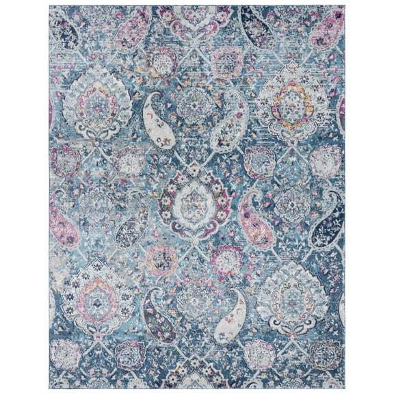 SAFAVIEH Madison Hope Floral Paisley Area Rug, Blue/Grey, 9' x 12'