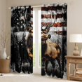 thumbnail image 2 of Elk Lodge Window Drapes Block 30%-50% Light,Jungle Deer Wildlife Pine Trees Animal Hunting Kitchen Window Treatments 42Wx63L Inches,Retro American Flag Black Gray Graffiti Window Curtains, 2 of 6