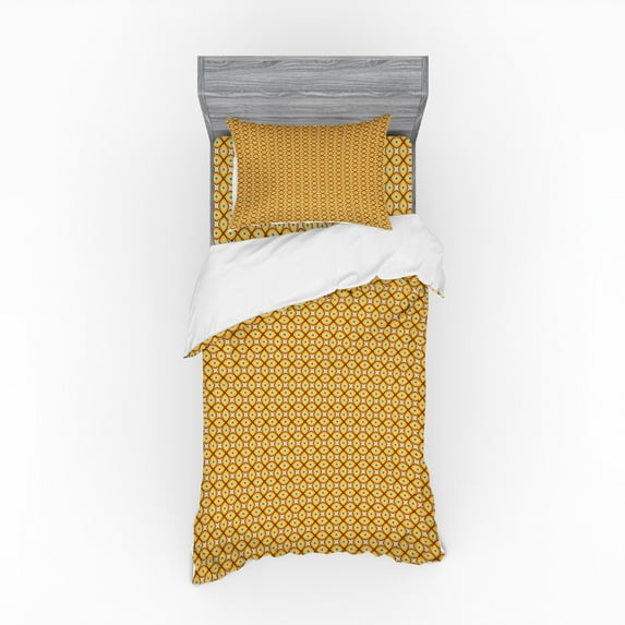 Ambesonne Abstract Bedding Set 3 Pcs, Geometric Shapes 60s, Twin, Multicolor