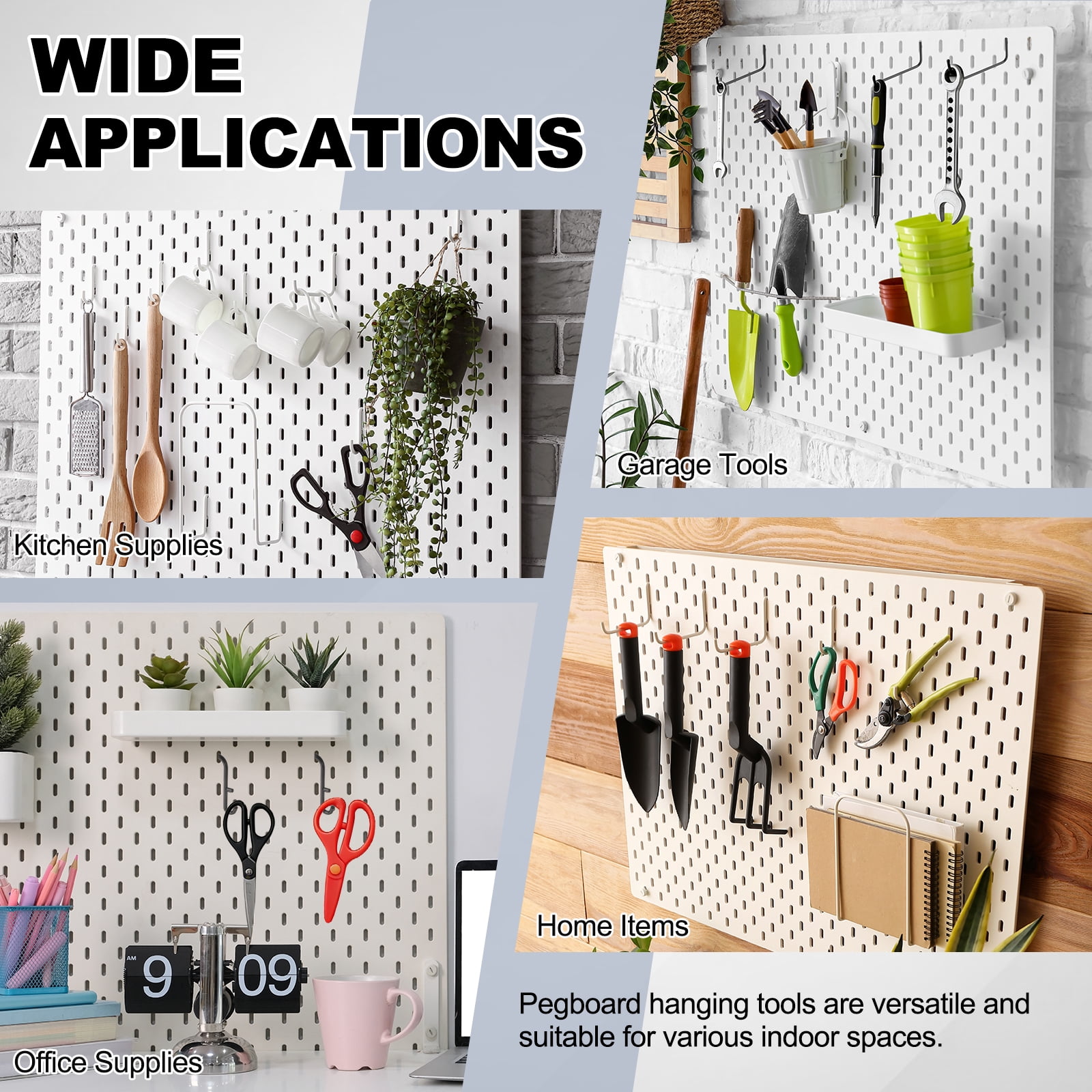 Uxcell 12Pcs Pegboard Hooks, 2.2 x 2 in Metal Peg Board Hooks for Hanging Fit 5x16mm, Black