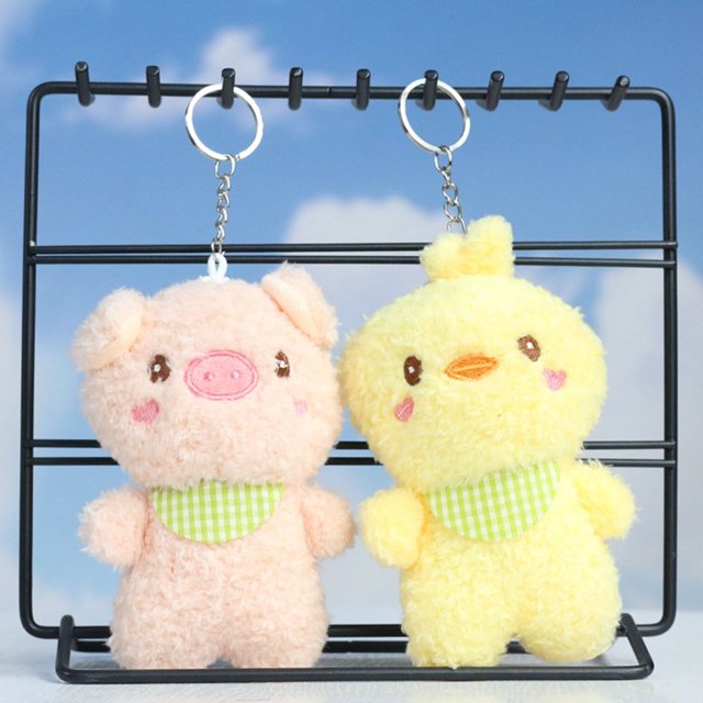 Plush Pendant Elastic Multifunctional PP Cotton Pink Pig Stuffed Toy Keyring for Girls