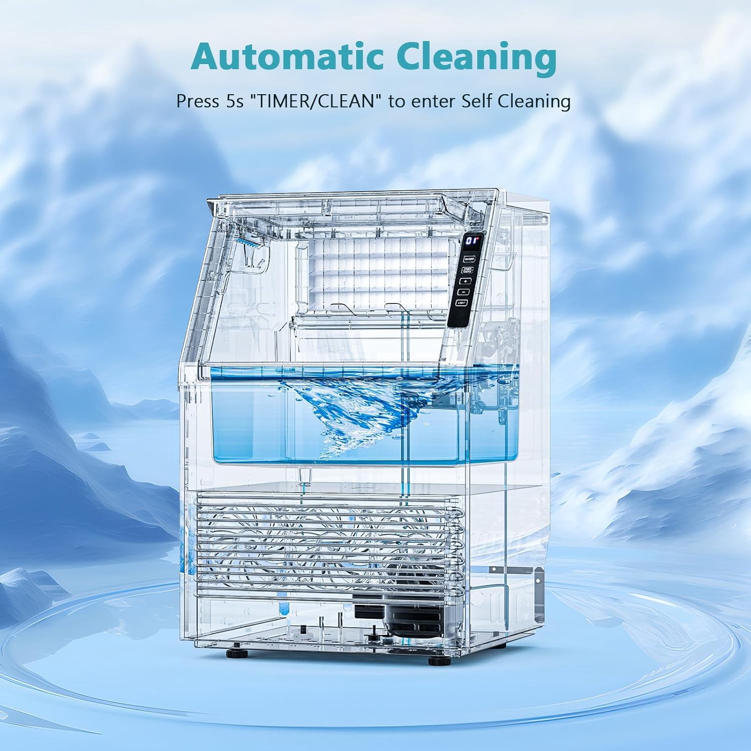 Commercial Ice Maker Machine,80Lbs/24H with 28Lbs Ice Storage Capacity Undercounter ice Machine,Auto Self-Cleaning,Stainless Steel Freestanding Ice Maker for Home/Bar/Restaurant/Outdoor