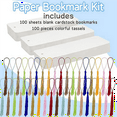thumbnail image 3 of Set of 100 Blank Bookmarks with Colorful Tassels Crafting Material Pack Handmade Paper for DIY and Gift Tags, 3 of 7