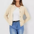 thumbnail image 2 of Ediodpoh Women Long Sleeve Open Front Cardigan Knit Jacket with Buttons Cardigan Sweaters for Women Soft and Layering Beige M, 2 of 5
