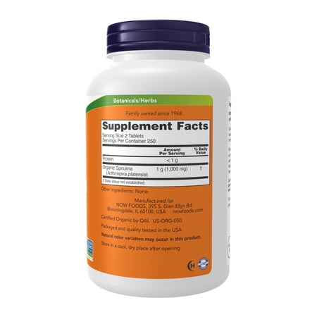 スピルリナ サプリ 500mg 500粒 タブレット オーガニック NOWFoods ナウフーズ