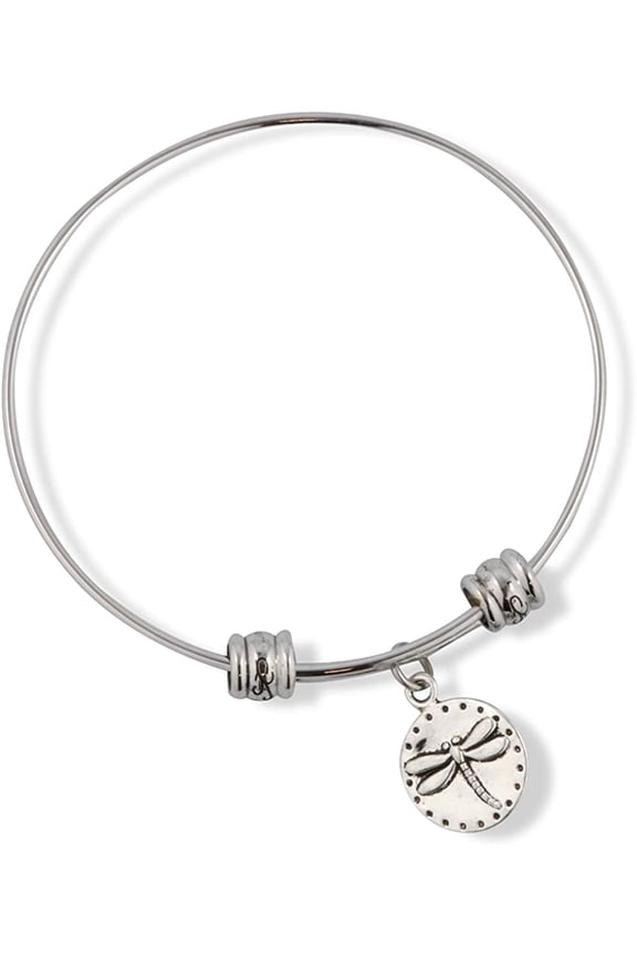 Dragonfly on Circle Fancy Charm Bangle