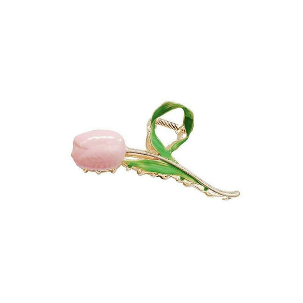 Pinza para el pelo de tulipán, 1 pinzas para el pelo de tulipán coloridas, pinzas para el pelo de flores antideslizantes grandes y elegantes, pinzas para el pelo de flores de metal, pinzas para el pe