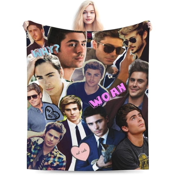 Soft Flannel Fleece Blanket Zac Efron Plush Throw Cozy Blankets for Couch Sofa 40"x30"