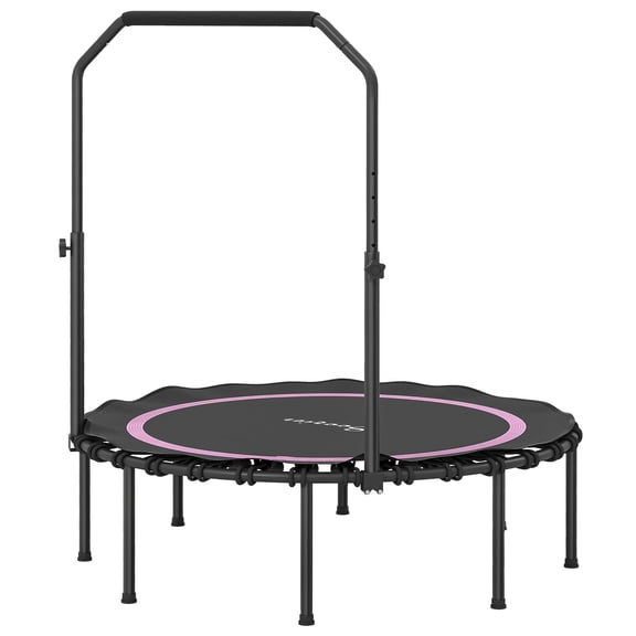 45" Rebounder Trampoline for Adults, Foldable Mini Trampoline with Adjustable Handle Bar for Indoor Outdoor, Pink