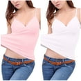thumbnail image 2 of Timegard 2pc Tank Top for Women with Built in Bras Deep V Neck Skinny Soft Underwire Camis Tee Solid Color, 2 of 4