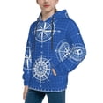 thumbnail image 2 of Picia Compass Pattern Youth Hoodie - Warm Pullover Sweatshirt with Kangaroo Pocket, Ideal for Boys and Girls-Large, 2 of 6
