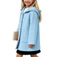 thumbnail image 6 of Girls Winter Coat Zaewscy Children's Winter Solid Color Woollen Overcoat Long Sleeve Hooded Casual Outwear Pockets Jackets Kids Light Blue 12-13Years, 6 of 9