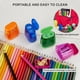 thumbnail image 2 of Sacapuntas, 4 sacapuntas manuales, doble agujero compacto de color sacapuntas de mano para niños con tapa, adultos, estudiantes, escuela, clase, oficina en casa (cubierto) oso de fresa Electrónica, 2 of 5