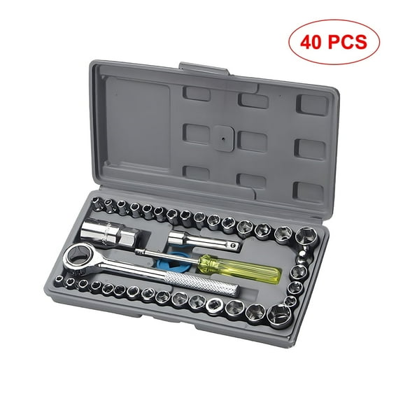 Podofo Tool W1173 SAE/Metric 40-Piece SAE and Metric Socket Set, 1/4-Inch & 3/8-Inch Drive