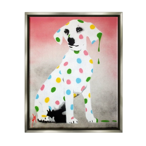 Stupell Industries Street Style Dalmatian Dog Pattern Animals & Insects Painting Gray Floater Framed Art Print Wall Art