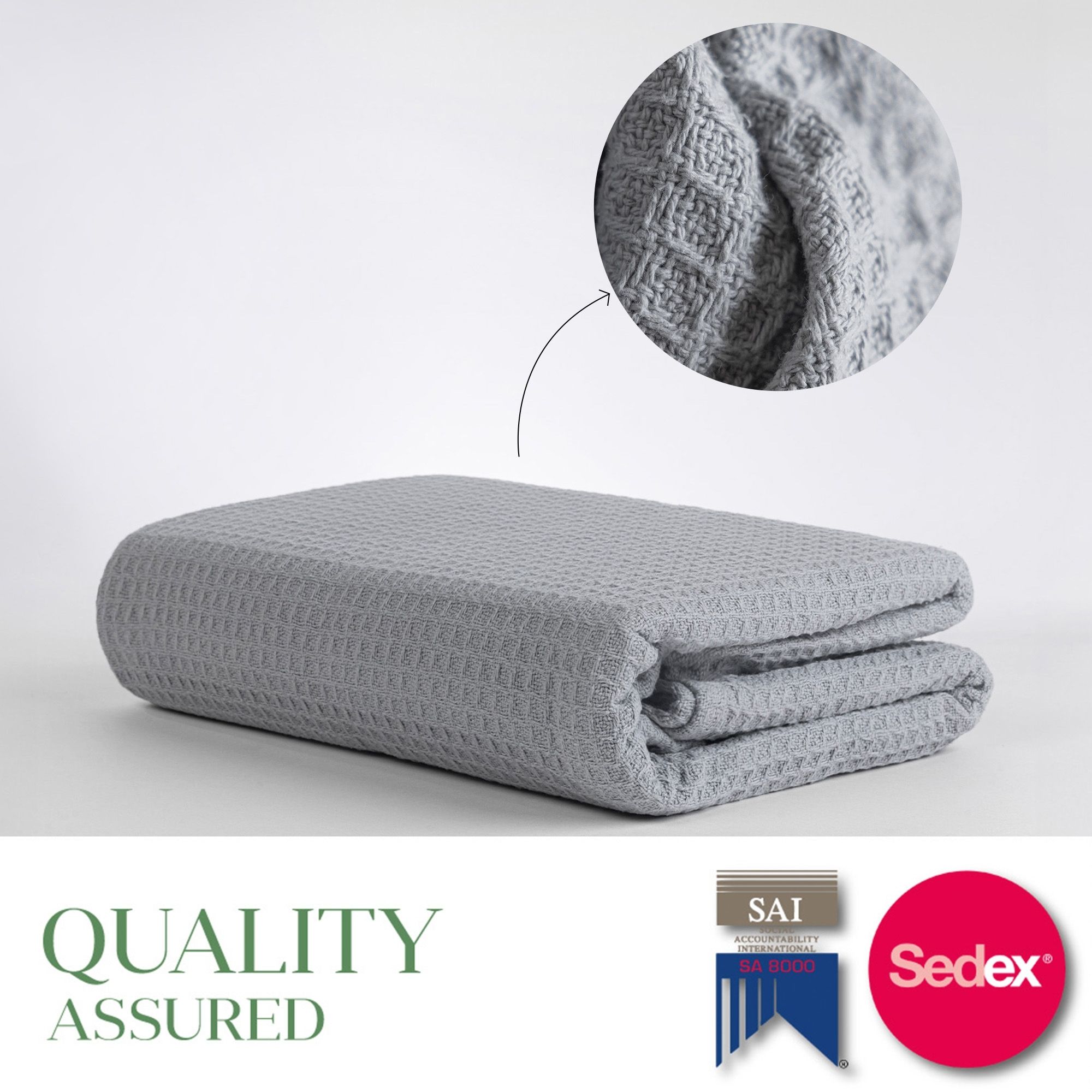 Top Cotton Twin Waffle Throw Blanket for Couch (68" x 92"), 100% Cotton Throw Blankets for Bed, Waffle Blanket for Bed (Scott Grey)
