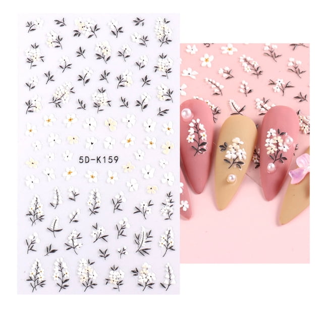 Pegatinas de uñas Fiudx 5D crisantemo